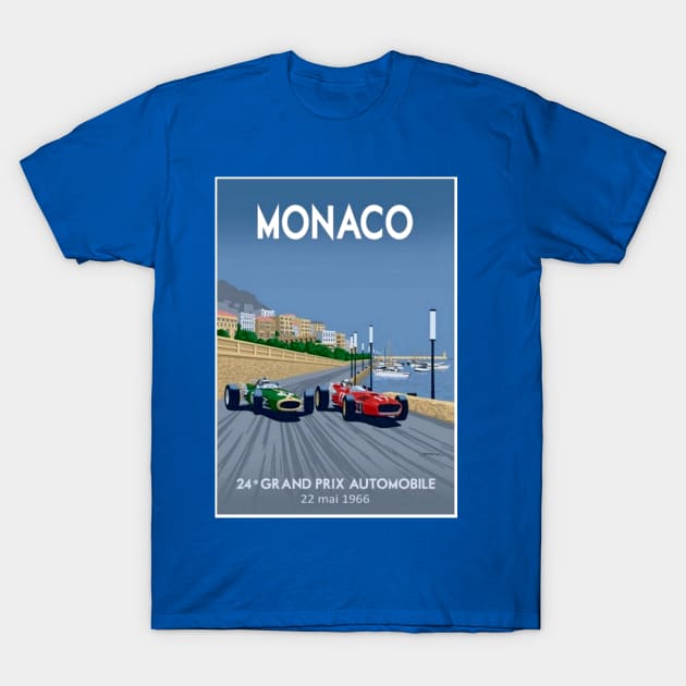 Monaco Vintage 1966 Grand Prix Auto Road Racing Advertising Print T-Shirt by posterbobs